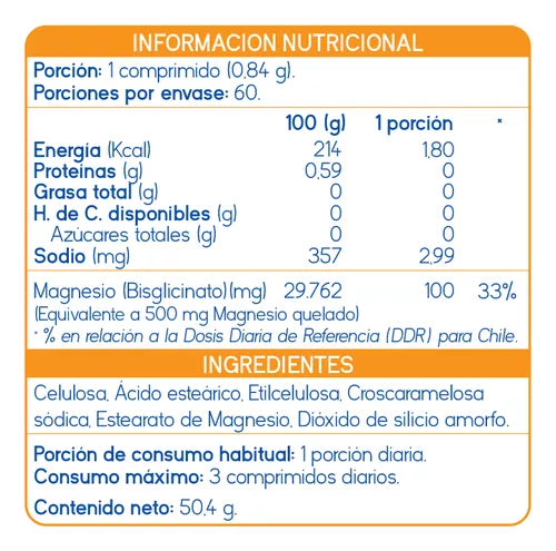 Magnesio Quelado 60 Comprimidos