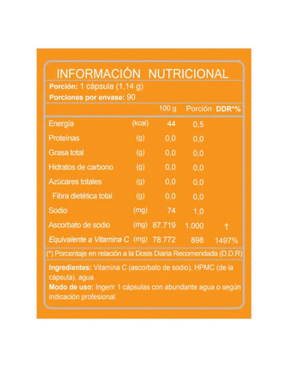 Vitamina C No Ácida 1000 mg 90 capsulas FNL