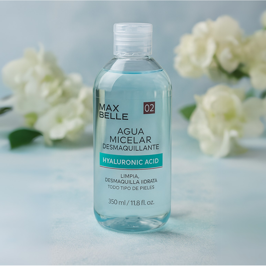 💧 Agua Micelar y Desmaquillante Max Belle con Ácido Hialurónico (350ml)