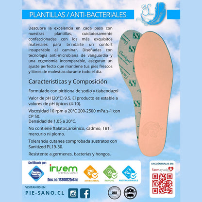 Plantillas Antibacteriales Viscoelásticas PieSano Niños