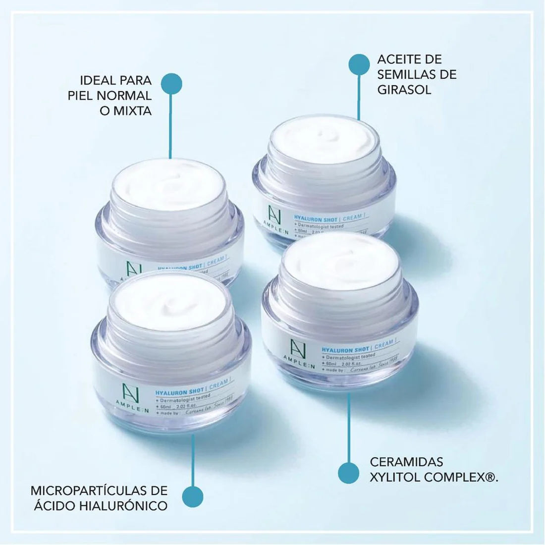 Crema Hidratante Antiedad Amplen Ácido Hialurónico 60ml