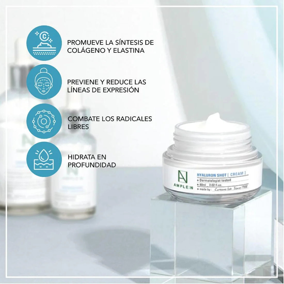 Crema Hidratante Antiedad Amplen Ácido Hialurónico 60ml